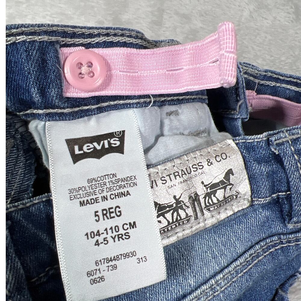 Western Girls Levi's 4/5 Denim Legging Adjustable Waist Pocket Hearts Boho - Picture 4 of 7